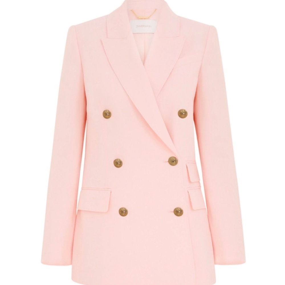 Zimmermann Pink Double-Breasted Blazer with Wide Lapels